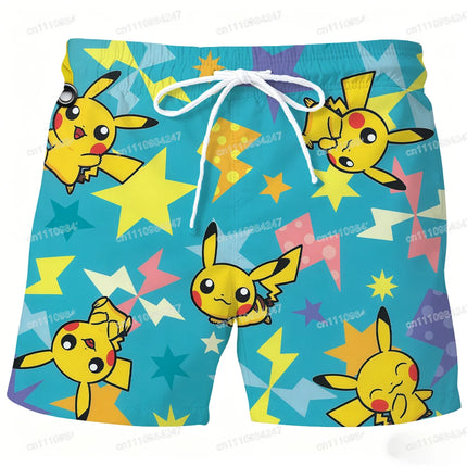 2026 Summer Psyduck Beach Shorts Pokemon Cartoon Quick Dry Board Shorts Cute Duck Print Casual Holiday Pants for Men Women Sport