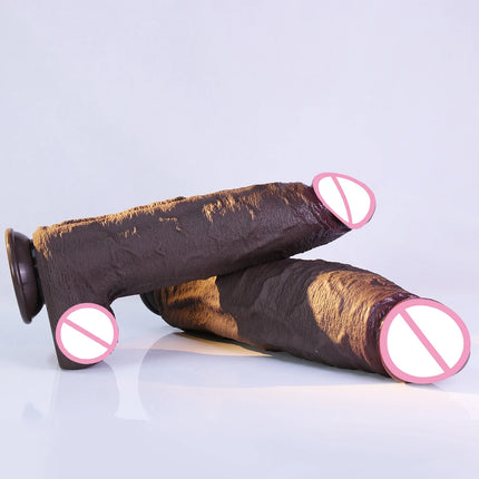 3 Sizes Realistic Soft Brown Dildo Huge Thick Fake Penis Double Silicone Cock Woman Man Masturbation Suction Cup Anal Sex Toys