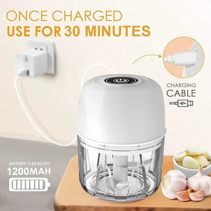 Garlic Masher 260ml Mini Wireless Charging Electric Vegetable Chopper Garlic Crusher Kitchen Small Tool Garlic Food Blender
