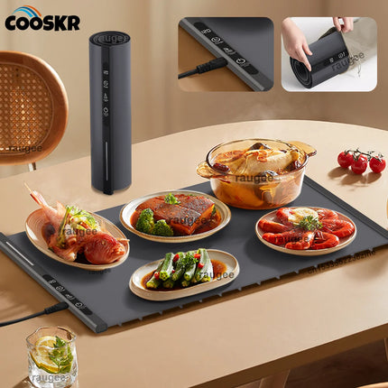 Electric Warming Tray Food Warmer Mat Foldable Table Plate Warmer Food Fast Heating Portable Electric Warming Tray 8 Tem Setting