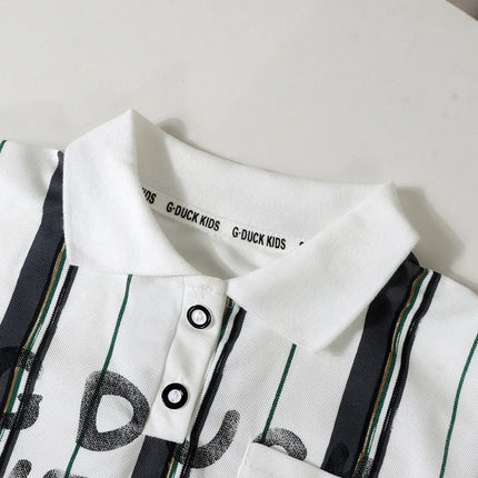 Fashionable Striped Short Sleeve Baby Polo Shirt Haro Little Yellow Duck New Arrival Summer Children's Clothing Korean Style