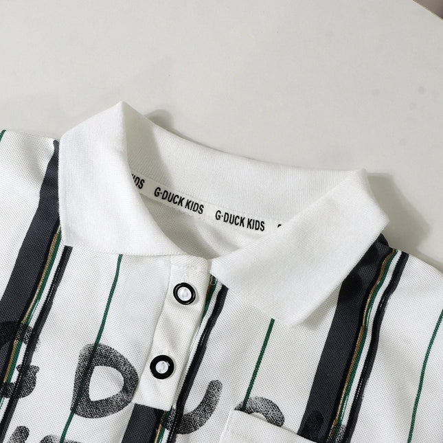 Fashionable Striped Short Sleeve Baby Polo Shirt Haro Little Yellow Duck New Arrival Summer Children's Clothing Korean Style