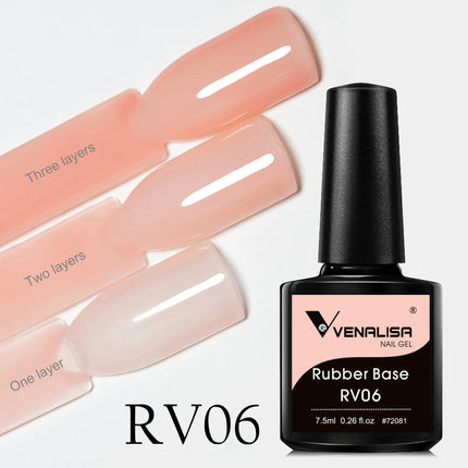 7.5ml Venalisa HEMA Free TPO Free Rubber Base Jelly Pink Soak Off UV LED Gel Polish Semi Permanent Nail Manicure Varnish