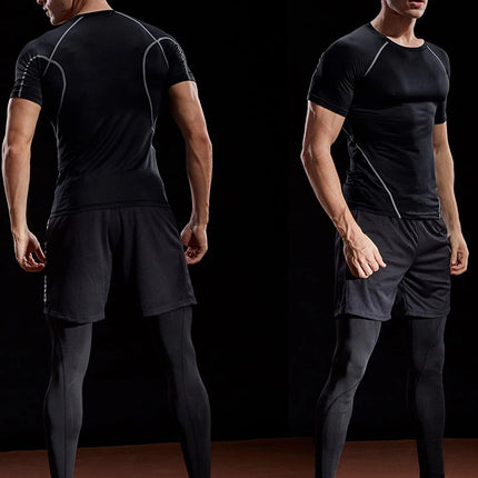 2025 Compression T Shirt Men Summer Sportswear Running T-shirt Elastic Quick Dry Sport Tops Tee Athletic Gym Workout Shirts Men