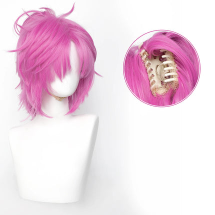 Cosplay Wig Machi Anime Wig Rose-red Game Role-Play Wig Grab Ponytail Synthetic Wig for Anime Party Masquerade Carnival Cosplay