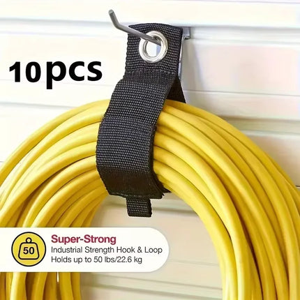 3/10 Piece Storage Straps Extension Cord Storage Organiser, Car Park Wall Strap and Garden Hose Storage