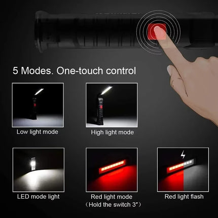 Powerful COB LED Work Light Car Garage Mechanic Lamp USB Rechargeable Flashlight Magnetic Torch Emergency Light Warning Light