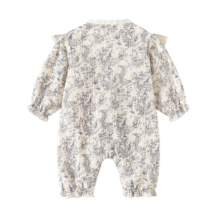 Ink Painting Newborn Baby Girl Jumpsuits Cotton Toddler Girls Onesie Clothes for Spring Autumn Infant Rompers +Hats