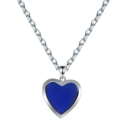 Heart Mood Locket Necklace Color Changing Necklace Temperature Mood Stainless Steel Love Shape Photo Pendant Necklace Jewelry