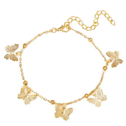 Gold Silver Color Butterfly Fashion Anklets For Women Summer Beach Ankle Bracelet Foot Chain Jewelry Retro Simple