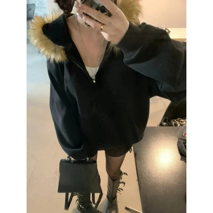 Gohic Vintage Sweatshirts Women's Jackets White Print Tunic Hooded Y2k Coat Streetwear Fashion Casual Hoodies Tops Ropa Mujer