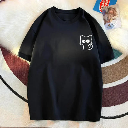Female Casual Printing O-neck Short Sleeve T-Shirt 2025 New Summer Trend All-match Loose Cartoon Pullover Top Tee Women Clothes