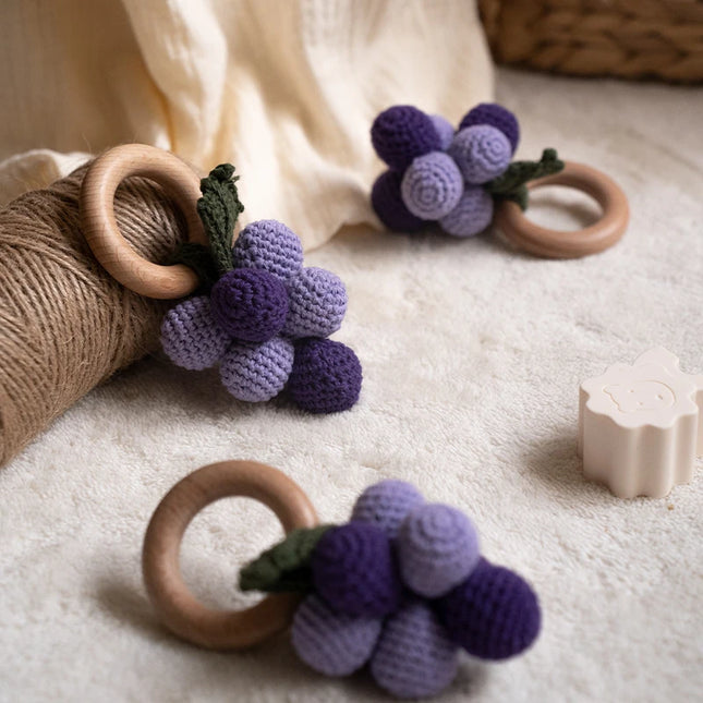 1PC Baby Fruit Crochet Rattle Toys Wooden Bracelet Lemon Cherry Design Rattles Music Toy for Toddlers Teether Toys Newborn Gifts