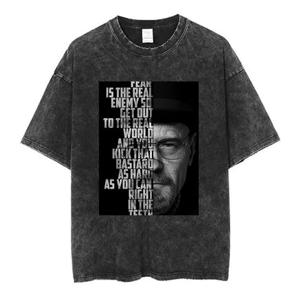 Heisenberg Breaking Bad Vintage Washed T Shirt Better Call Saul Graphic Print T-shirts Men's Pure Cotton Short Sleeves Tee Shirt
