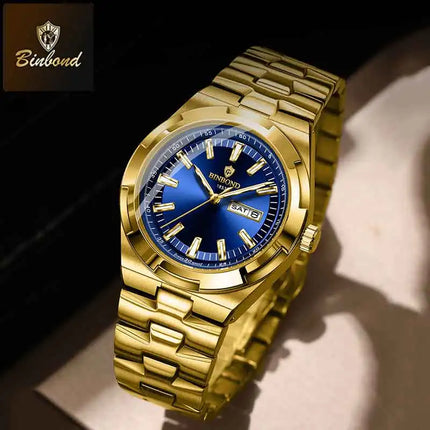 BINBOND New Luxury Quartz Men's Wristwatch Sport Men Watches Waterproof Luminous Date Week Stainless Steel Men's Watch Male Reloj