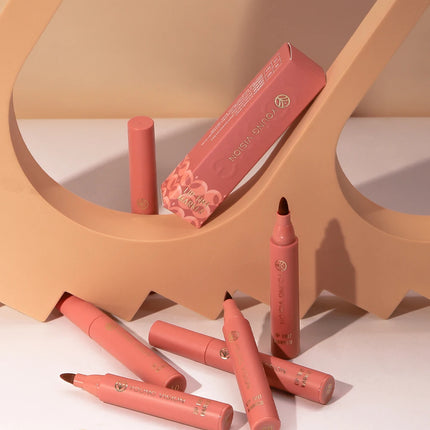 Lip Tint Pen, 6 Colors Available, Matte Water Lipstick, Non-Stick Cup, Long-Lasting, Smooth Lip Liner and Lip Stain Combo