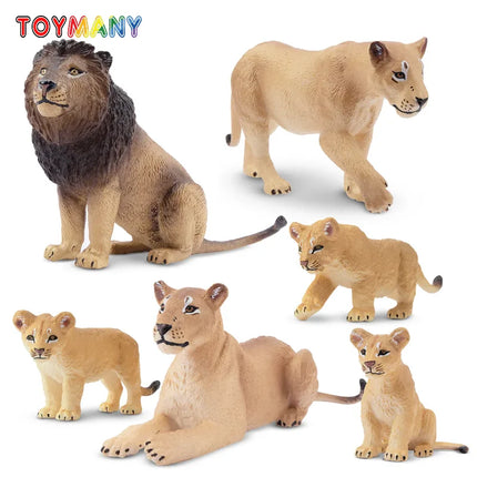 6Pcs Simulation Lion Wildlife Animal Model Toy Mini Large Giraffes Figures Dolls Action Figurines Toys for Children Set Gift