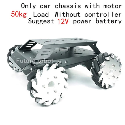 50Kg Load RC Tank Heavy Duty Mecanum Wheel Omnidirectional Robot 12V/24V Motor Metal Chassis for Research Programmable Robot