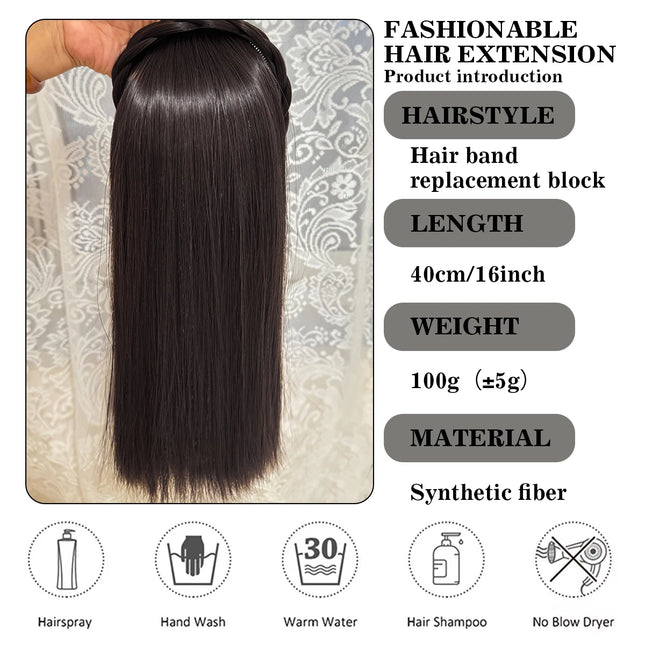 DUTRIEUX Synthetic Topper Wig Natural Twist Braids Braided Women's Natural Replacement Piece Straight Hair Black Brown