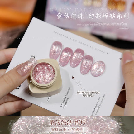 Colorful Nail Gel Holographic Opal Glitter Polish Multi-Color Sparkle Gel for Nail Art Professional Salon Gel with Diamond Shine