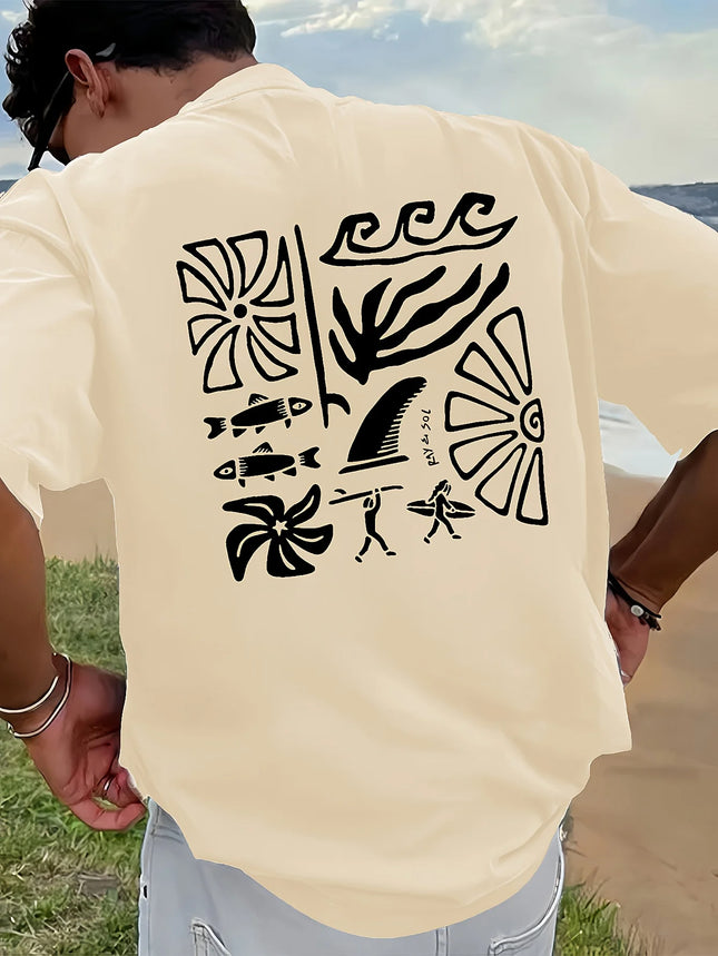 New fashionable printed trendy T-shirt with loose lettering for couples, round neck, casual and versatile half sleeves