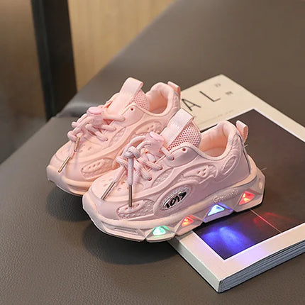 Baby Shoes2023 Spring Autumn New Boys and Girls Light Up Clunky Sneaker Small and Medium-sized Children's Soft Soled Baby Shoes