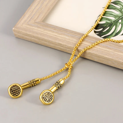 Fashion Necklace Hip-hop Kirsite Music Headphones Earbuds Pendant Metal Men Clothing Accessories Necklace