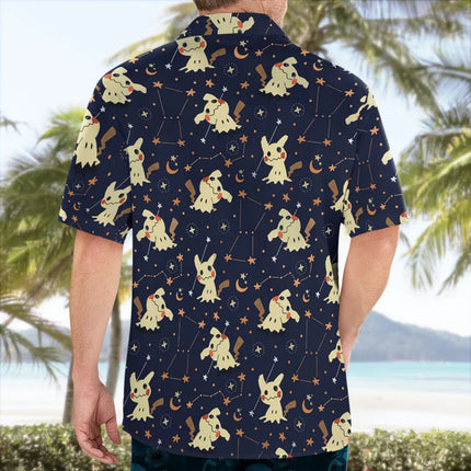 Mimikyu Night Sky Hawaiian Shirt – Pokemon Inspired Starry Aloha Style Summer Sports Men's T-Shirt Kid's Clothing Tee Y2k Woman