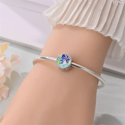 Original 925 Sterling Silver Charms Beads Cute Mushroom Unicorn Love Wings Pearl Charm for Bracelet Pendant Woman Girl Jewelry