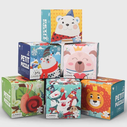 Mini 24 Pieces Kids Paper Puzzle Children Petit Puzzle Early Education Toys Intellectual Toy 3 Years Old English Packaging
