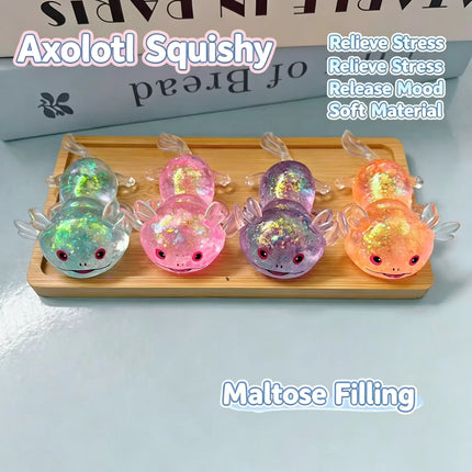 Axolotl Maltose Squishy Toy Axolotl Squeeze Soft Squishy Stretchable Colorful Creative Viral Stress Relief Tool Anxiety Relief