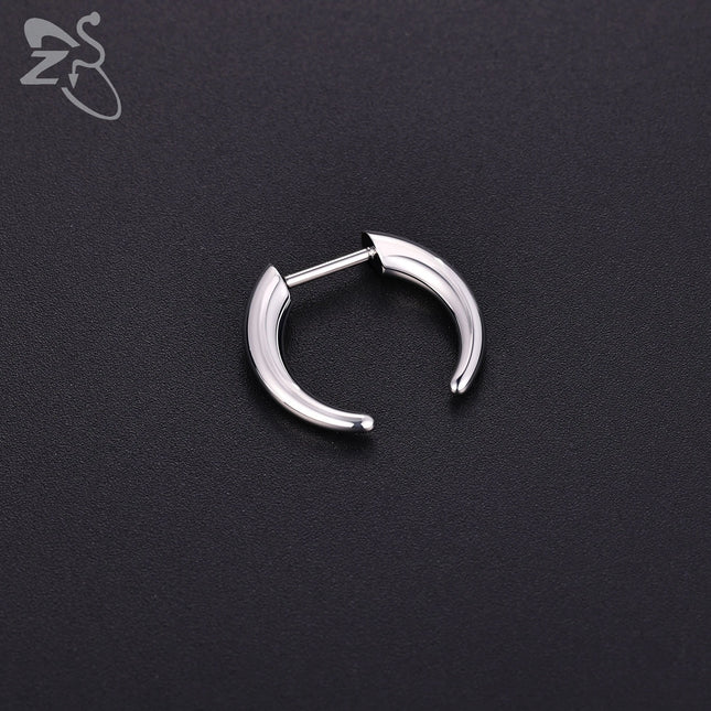 ZS 1PC 16G Buffalo Horn Nose Piercing Stainless Steel Pincher Plug In Septum Ring Stretcher Expander Gold Color Nose Ring 8mm