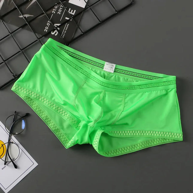 Hot Selling Ice Silk Men Underwear Seamless Transparent Boxer Shorts Ultra-thin Breathable Comfortable Panties Underpants