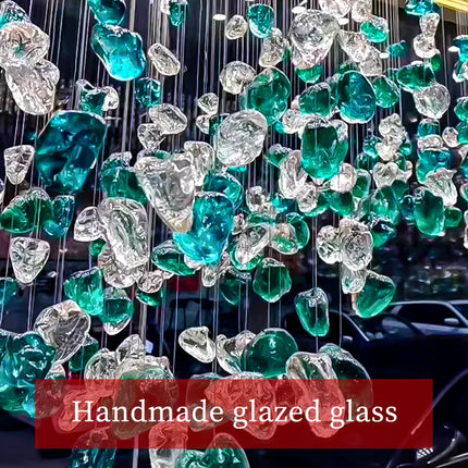 Luxury Hotel Lobby Chandelier Customized Long Led Pendant Light Villa Hall Hanging Lamp Modern Glass Hanging Lights Lustre