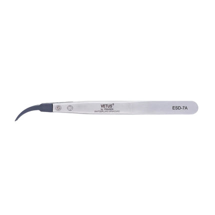 VETUS ESD Series Anti-static Tweezers with Interchangeable Head Stainless Steel Body Conductive Carbon Fiber Plastic Handle 1pcs