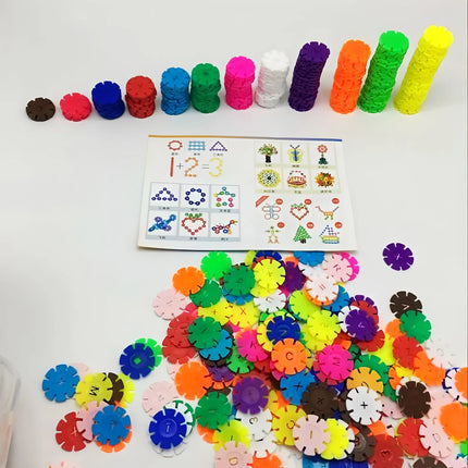 Children's early education insert bag Snowflake building block set, children's educational building blocks, children's DIY toys