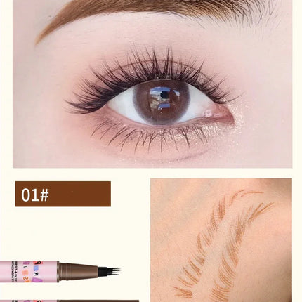 4 Colors Eyebrow Pen Waterproof 4 Fork Tip Eyebrow Tattoo Pencil Cosmetic Long Lasting Natural Dark Brown Liquid Eye Brow Pencil