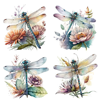 M739 Beautiful flowers and Dragonfly Insect Wall Sticker Kids Room Bedroom Home Decoration Wallpaper Self Adhesive Decals