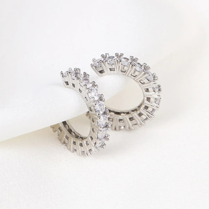 2Pcs Full Rhinestone Zircon Ear Cuff Ear Clip for Women No Pierced C Shape Earcuff Ear Wrap Earcuff Clips Fashion Jewelry Gifts