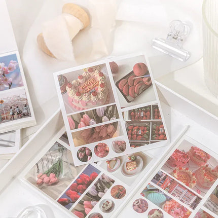 40sheets Retro Paper Sticker Book Diy Diary Planner Decoration Oil Painting Scenery Sticker Album Scrapbooking Kawaii Stationery