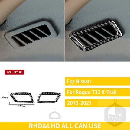 For Nissan X-Trail Rogue T32 2013-2021 Accessories Carbon Fiber Interior Car Door Instrument Cupholder Trim Sticker