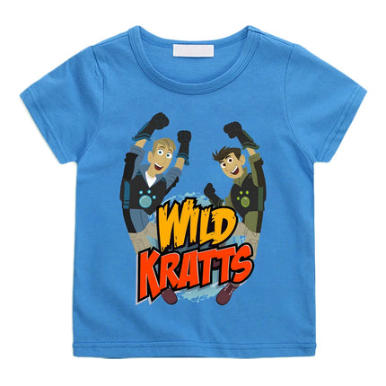 Wild Kratts Cartoon T-shirt Anime Print New Cotton Tshirt Children Fun Top Adventure Cartoon Tees Cool Boys Short Sleeve Clothes