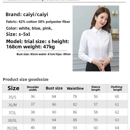 Women's Long Sleeve Anti-Light Shirt Spring Summer Workwear Professional Korean Style plus Size Uniform Button down Dress
