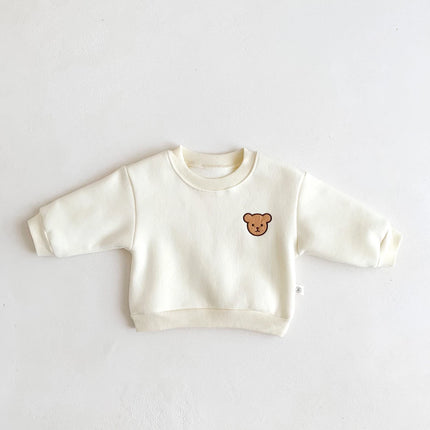 Children's Winter Round Neck 4 Color Korean Style Sweatshirt Children's Clothing Baby fleece-lined Boys and Girls Baby fleece-li