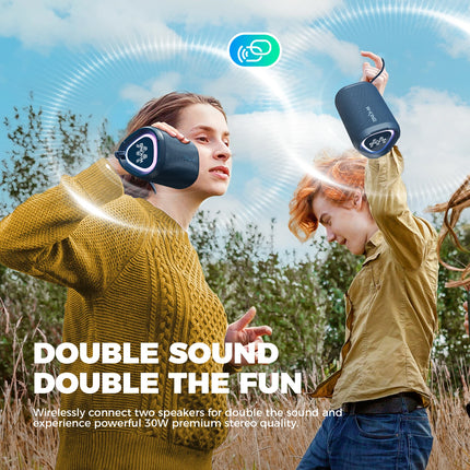 W-KING D110 Portable Bluetooth Speaker, IPX7 Waterproof Wireless Speaker with 15W Loud Stereo Sound, 12H Playtime & RGB Light