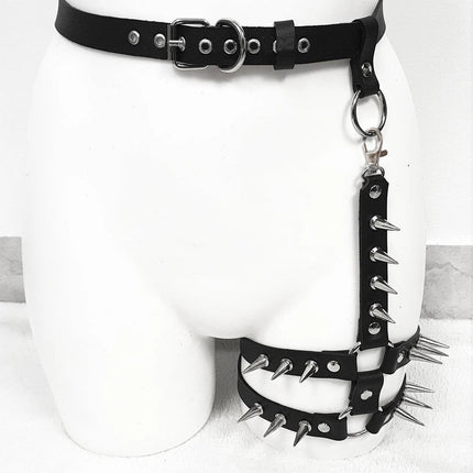 leather leg harnesses for women gothic Single-sided leg strap Adjustable Party Cosplay leather garter belt harness