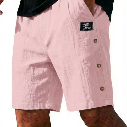 Men's Cotton Linen Shorts Pants Male Summer Breathable Solid Color Trousers Beach Shorts Fitness Streetwear Holiday Men's Pants