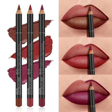3-Pack Matte Lip Liner Pencils - Silky Smooth Formulation for Defined Contours, Long-Lasting Color, Versatile for Everyday