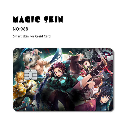 Anime Demon Salyer Matte PVC Sticker Film Tape Skin for Credit Card Debit Card Tanjirou Waterproof Stickers Small Chip Gifts