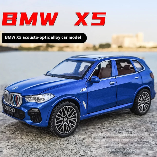 1:32 BMW X5 SUV Alloy Car Diecast Model Sound & Light Pull Back Toy Car Central Control Ornaments Trendy Display Ornament Toy